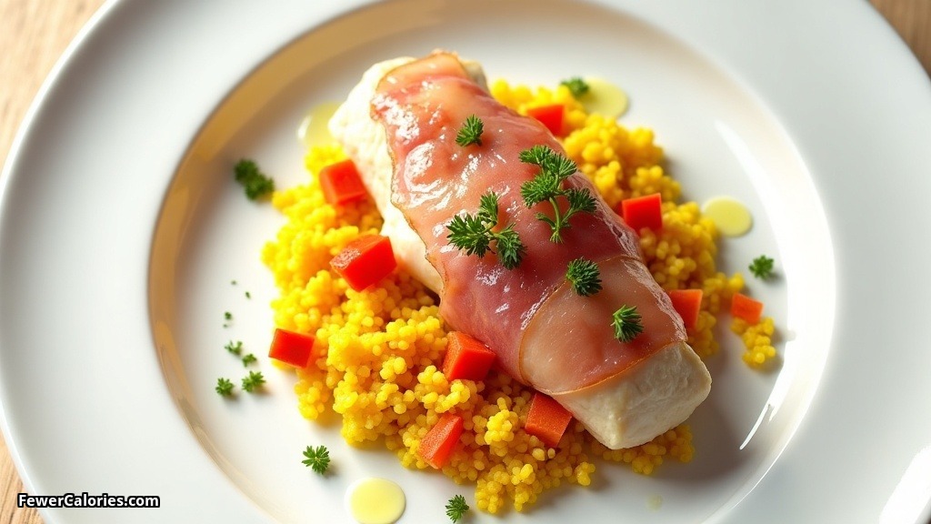 Baked Cod with Parma Ham and Saffron Couscous