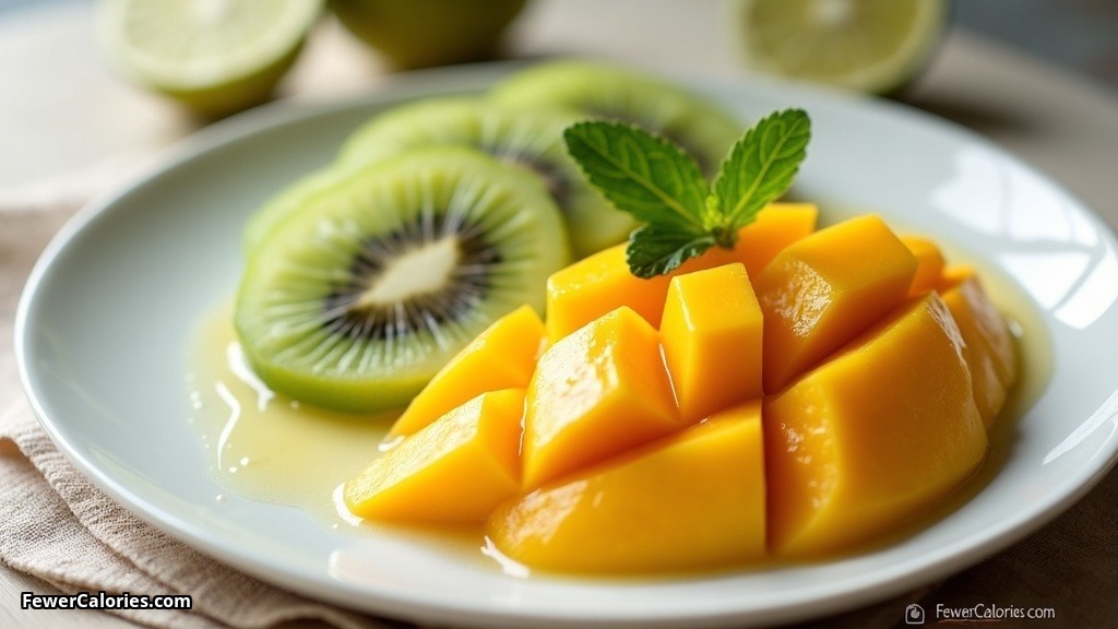 Kiwi and Mango Salad with Lime Maple Syrup