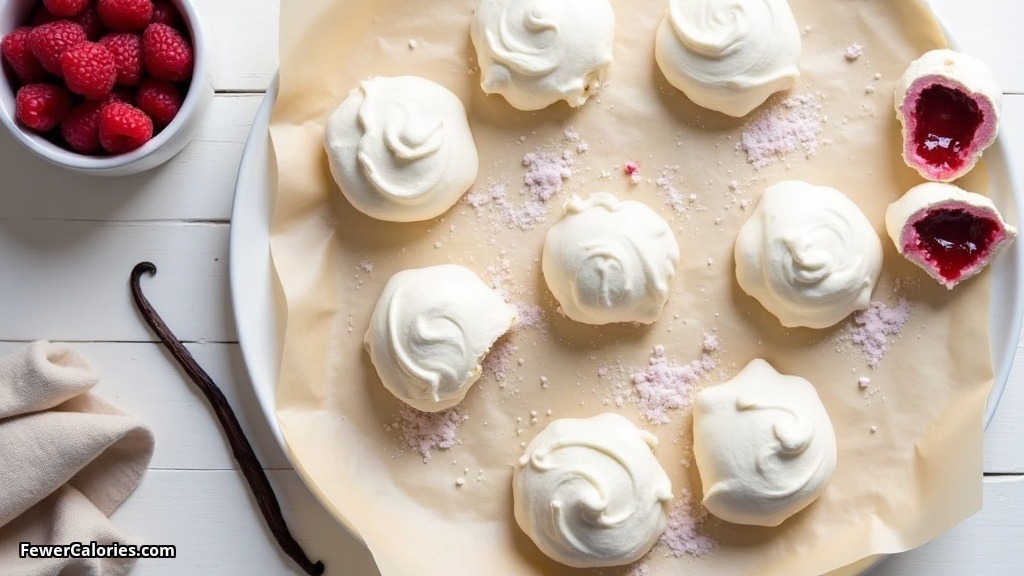 Raspberry Baked Meringues